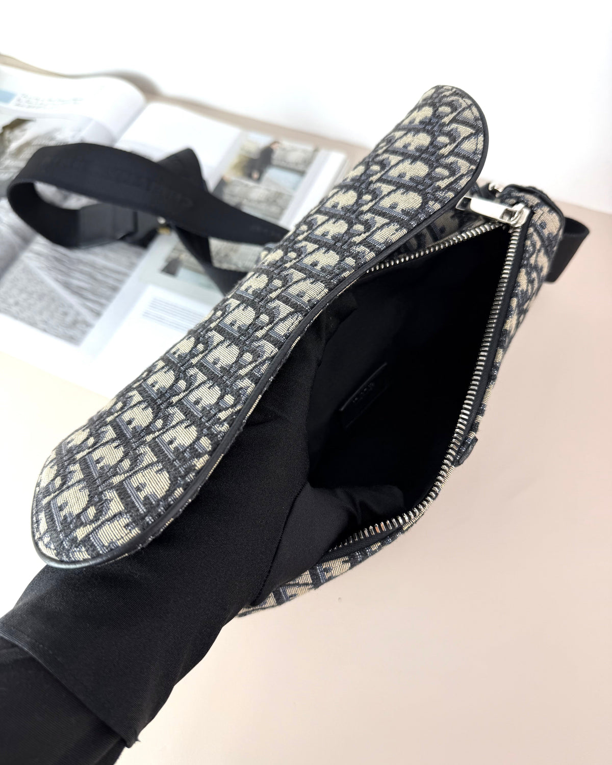 Dior Saddle Bag - Blue Dior Oblique - View 7