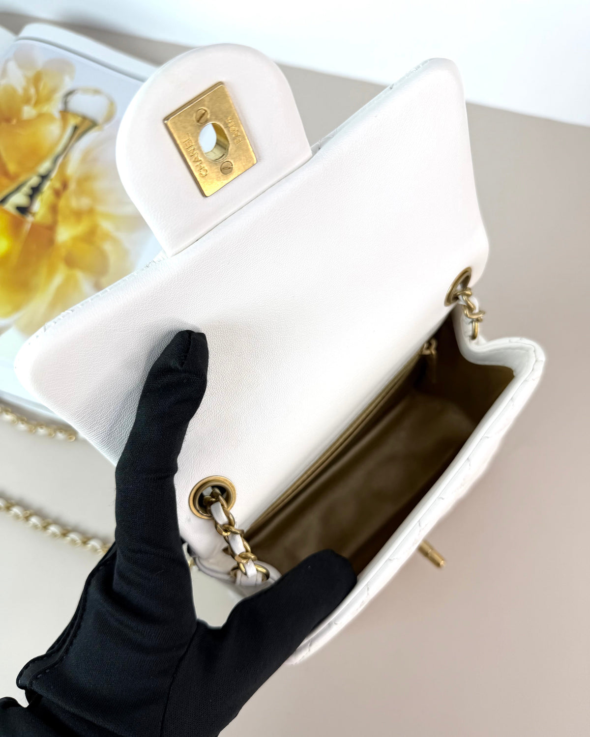 Chanel Pearl Crush Mini Square Flap Bag - White - View 7