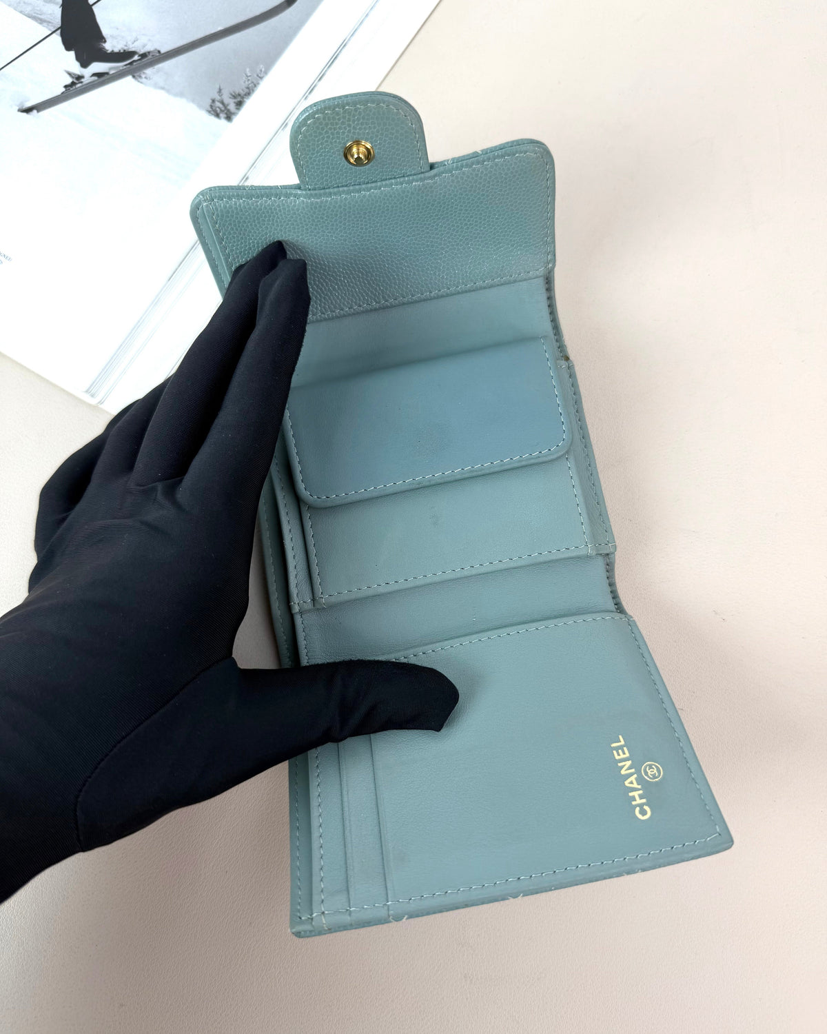 Chanel Classic Small Flap Wallet - Grayish Smoky Green - View 7