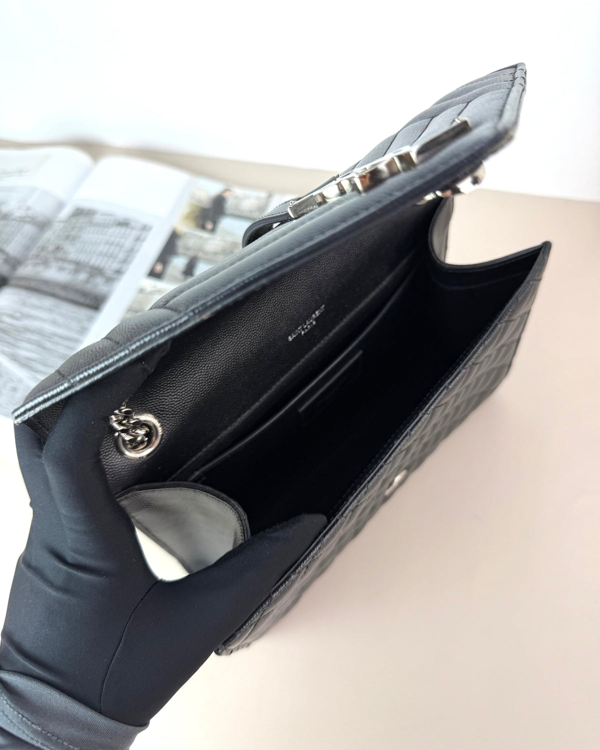 Saint Laurent Envelope Medium Bag - Black - View 7