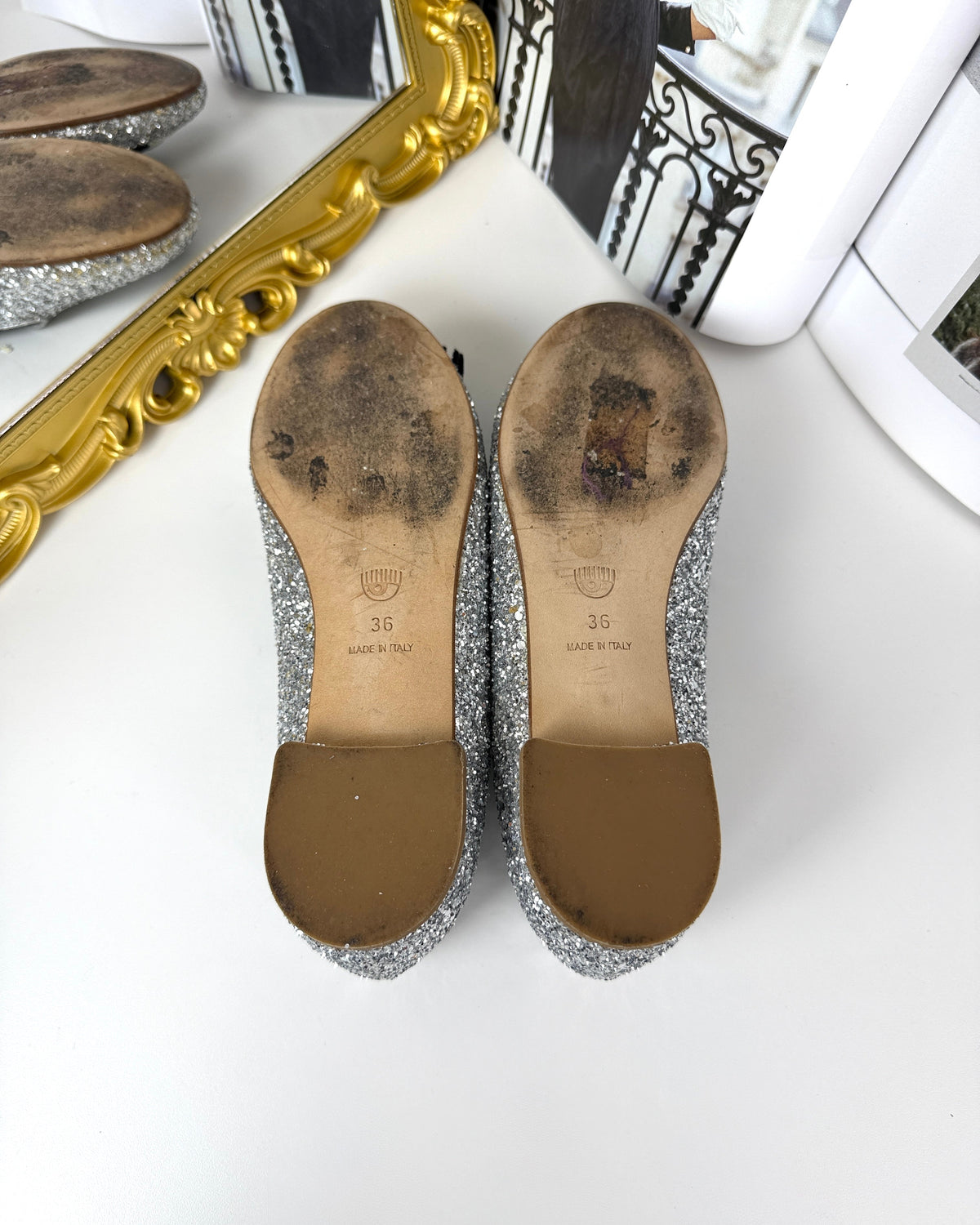 Chiara Ferragni Flirting Glitter Loafers - Silver - View 5