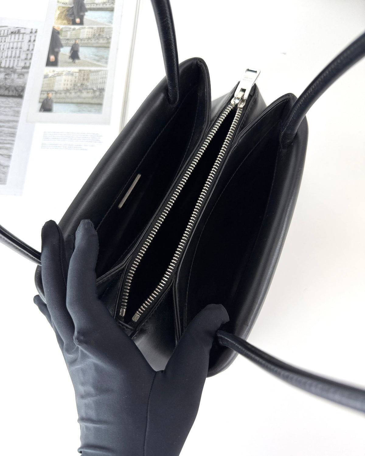 Prada Medium Leather Shoulder Bag - Black - View 7