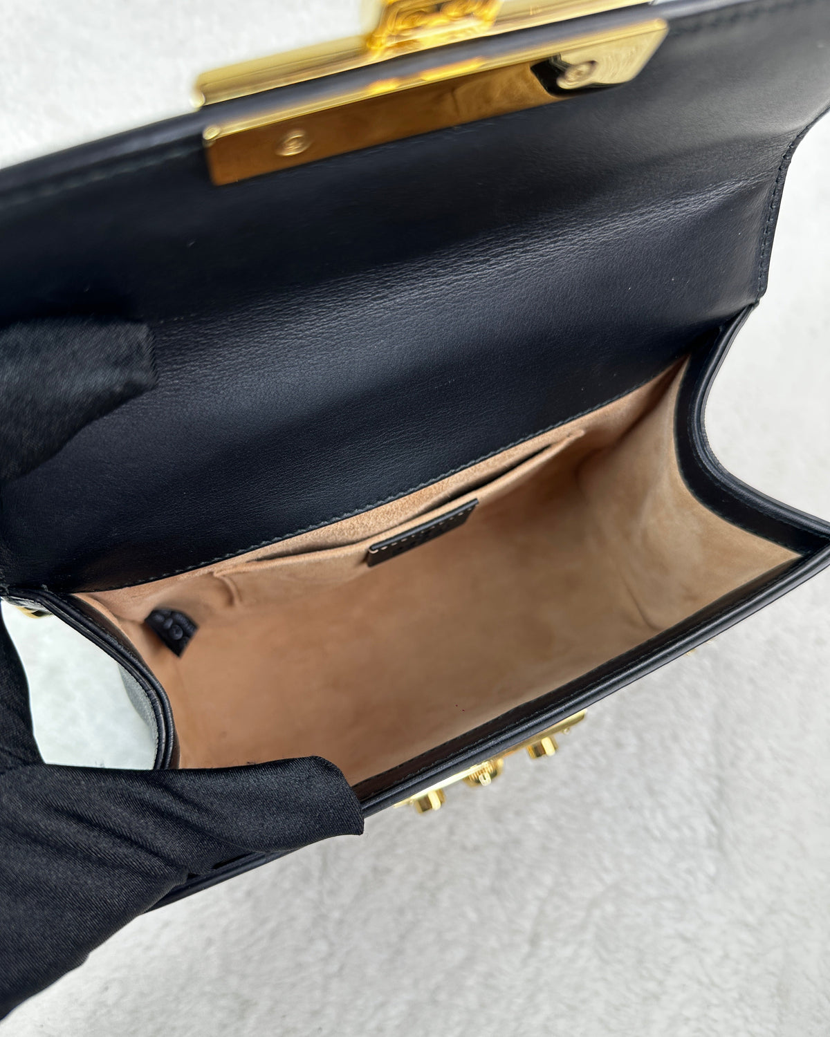 Gucci Padlock Pearl Studded Shoulder Bag - Black - View 6