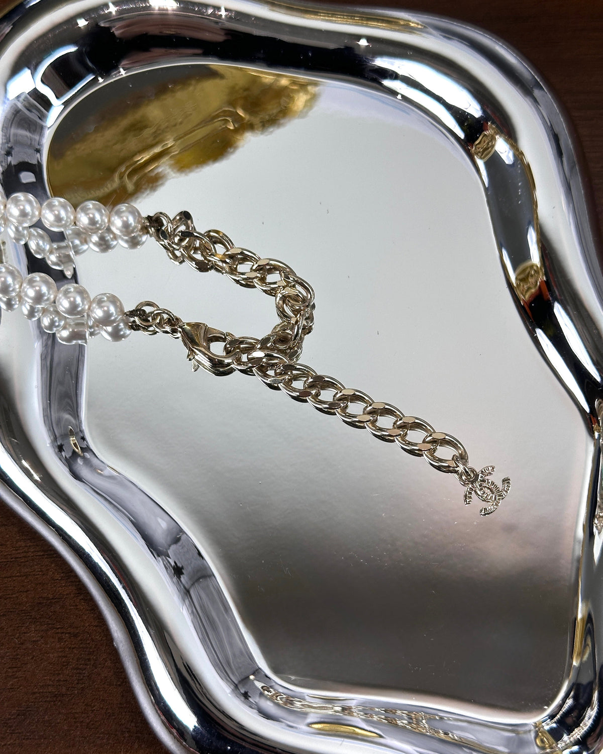 Chanel Camellia Crystal Pearl Choker Necklace - View 4