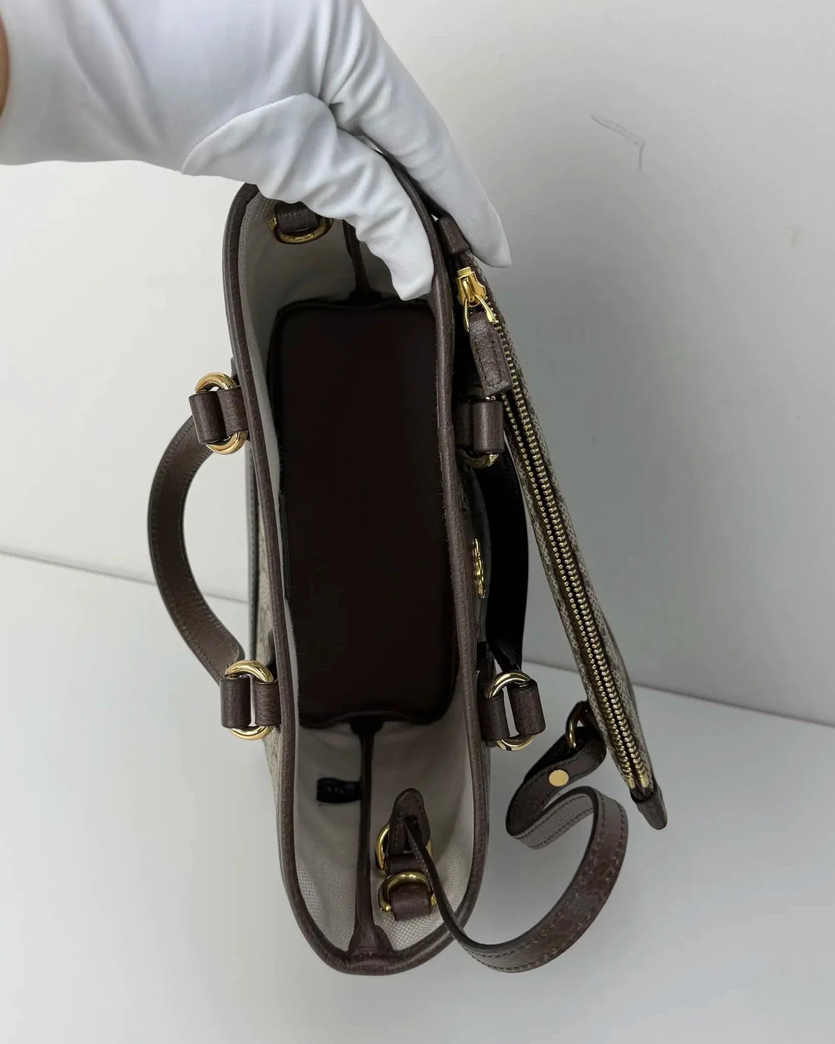 Gucci Ophidia Mini Tote Bag - Beige And Ebony, Brown - View 7