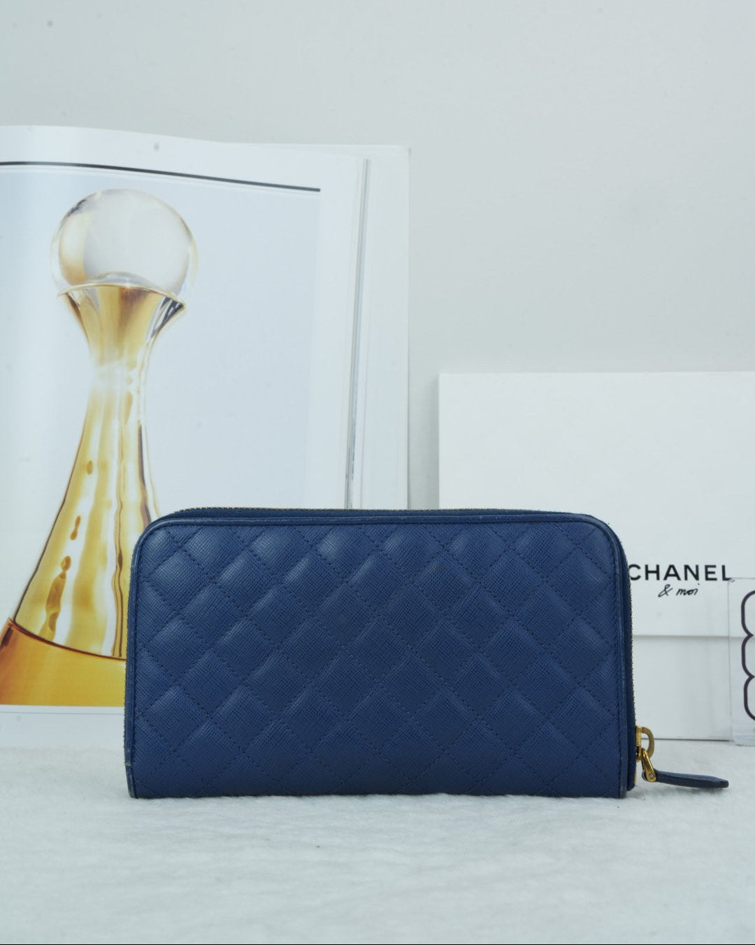 Prada Quilted Saffiano Leather Wallet - Navy Blue - View 2