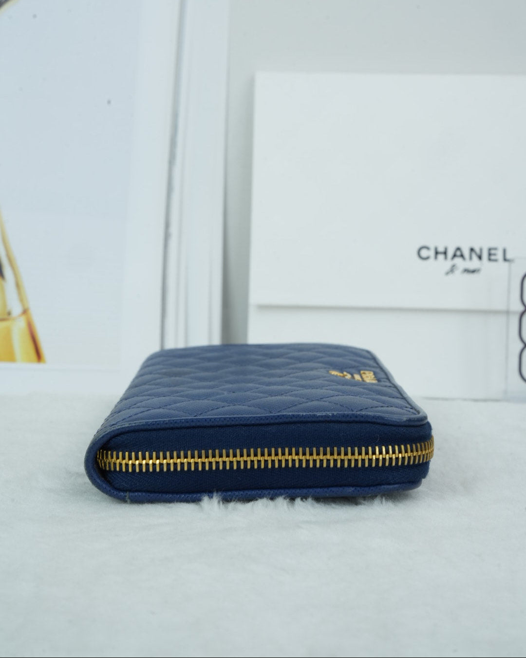 Prada Quilted Saffiano Leather Wallet - Navy Blue - View 3