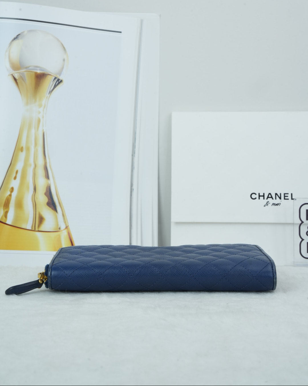Prada Quilted Saffiano Leather Wallet - Navy Blue - View 5