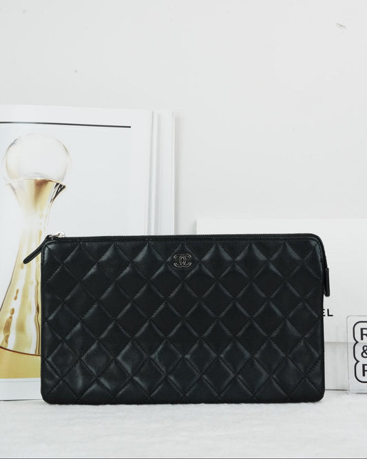 Chanel CC Quilted Double Zip Clutch - Black - View 1