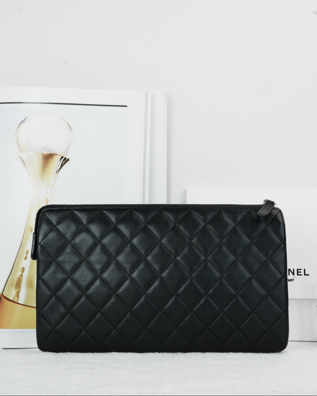 Chanel CC Quilted Double Zip Clutch - Black - View 2