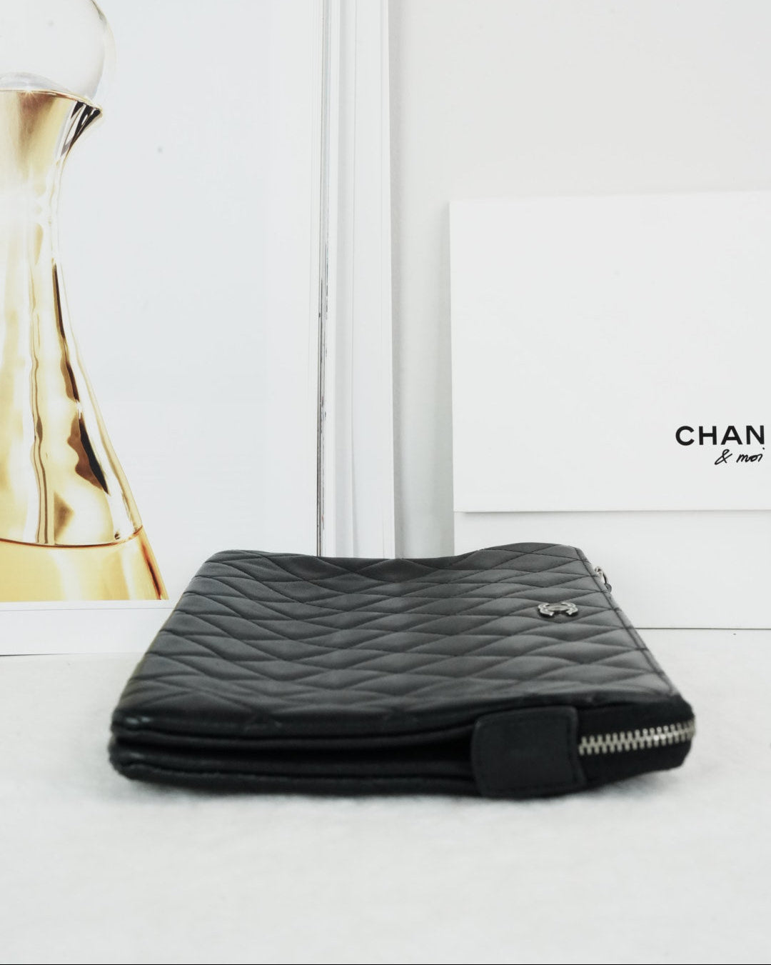Chanel CC Quilted Double Zip Clutch - Black - View 4