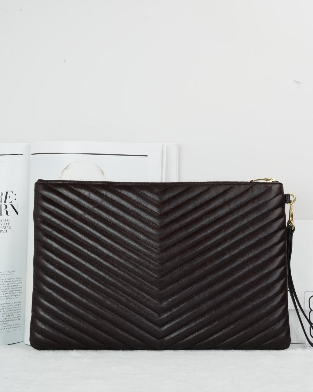 Saint Laurent Matelassé Chevron Monogram Document Holder Bag - Burgundy - View 2