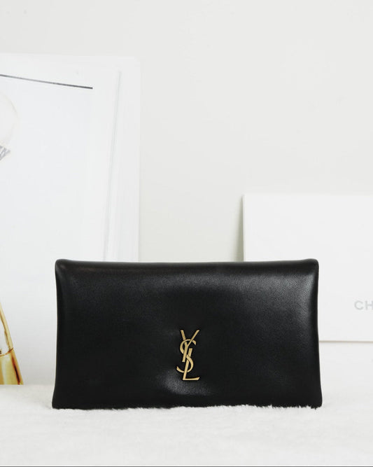 Saint Laurent Calypso Padded Long Wallet - Black - View 1