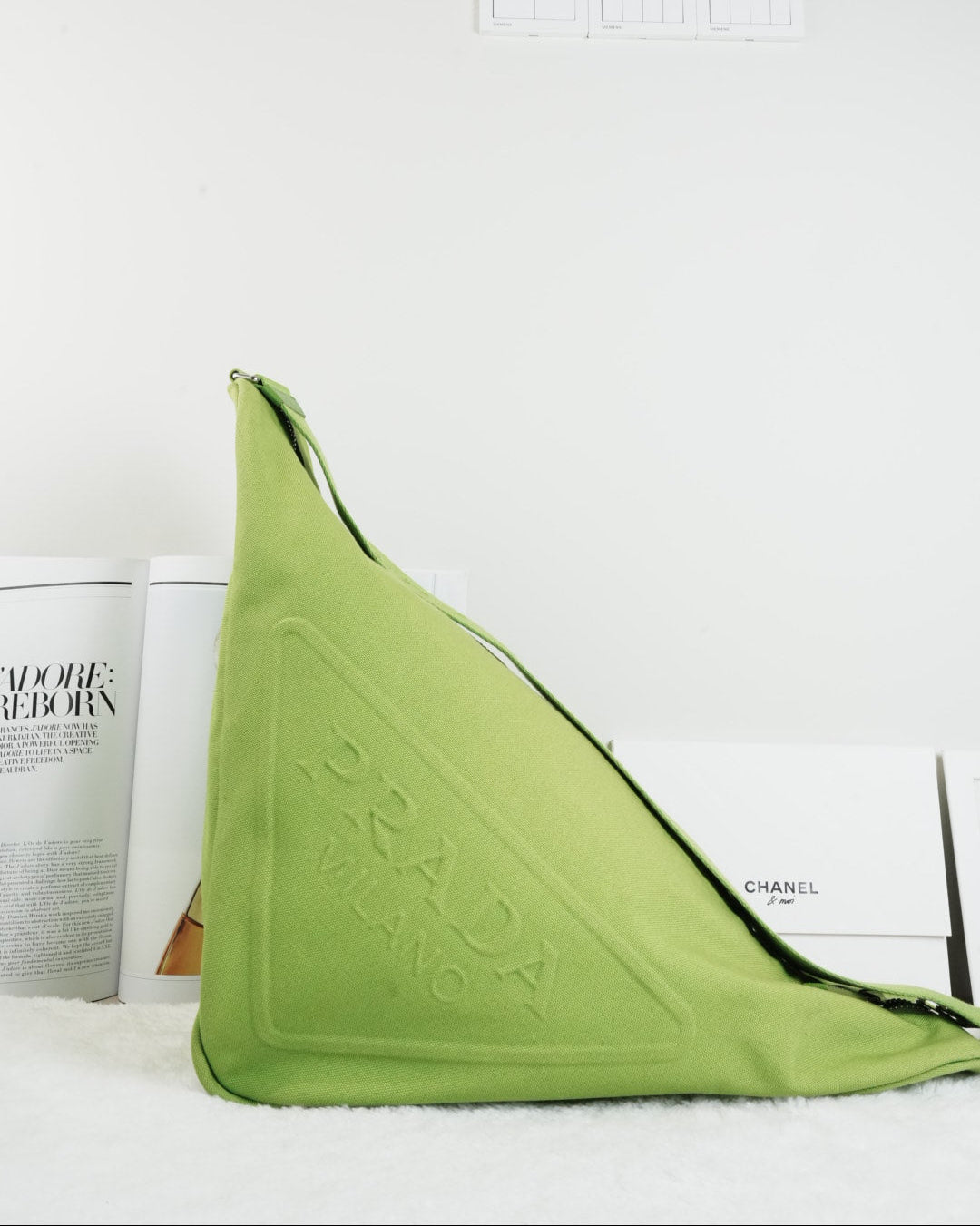 Prada Triangle Canvas Bag - Light Green - View 1
