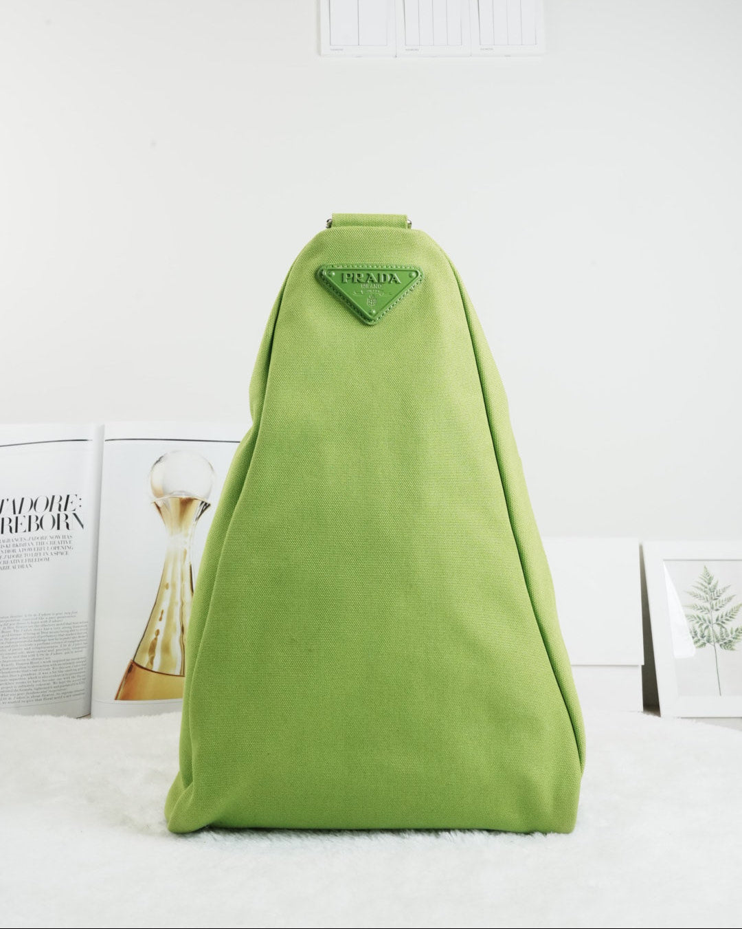 Prada Triangle Canvas Bag - Light Green - View 3
