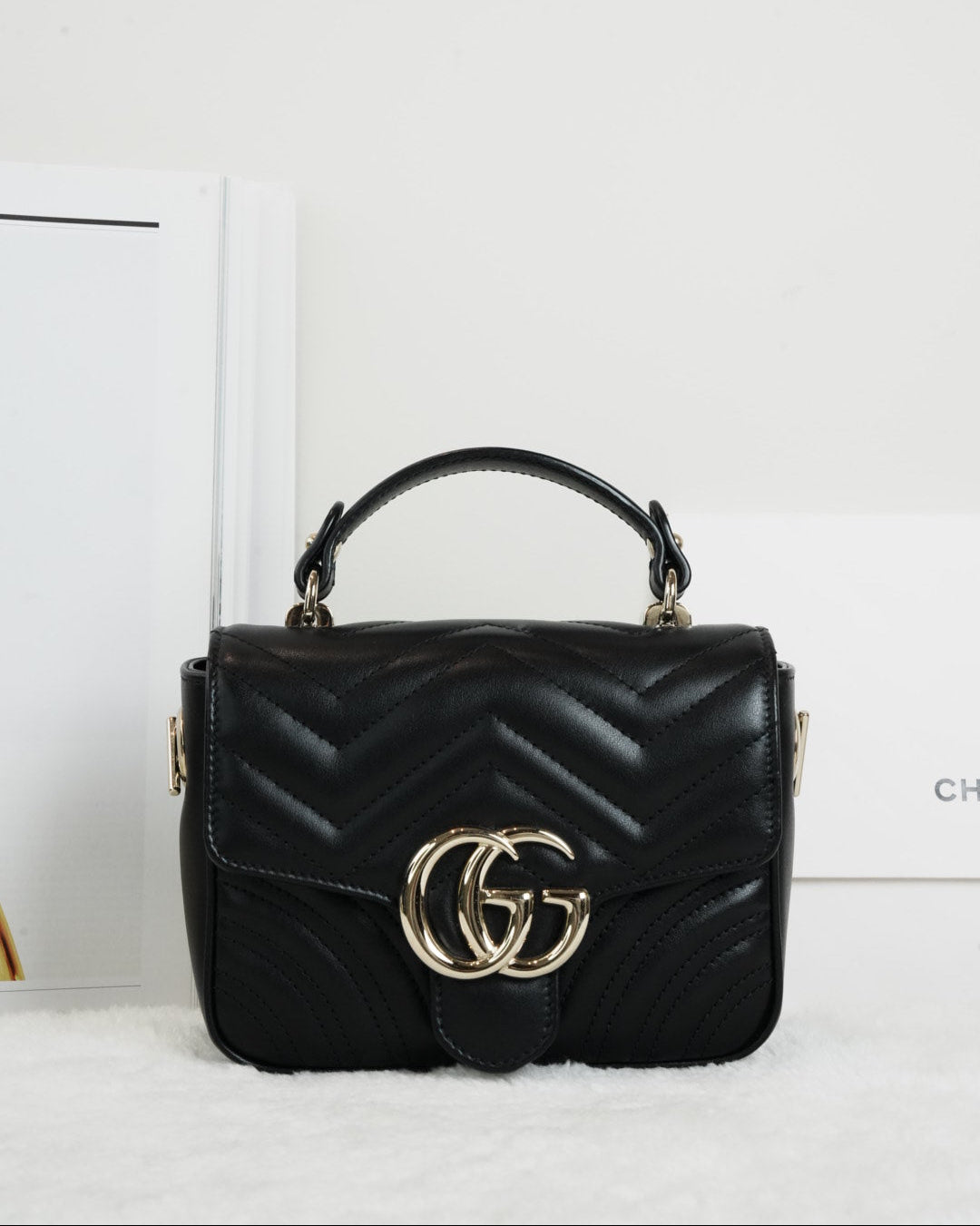 Gucci GG Marmont Mini Top Handle Bag - Black - View 1