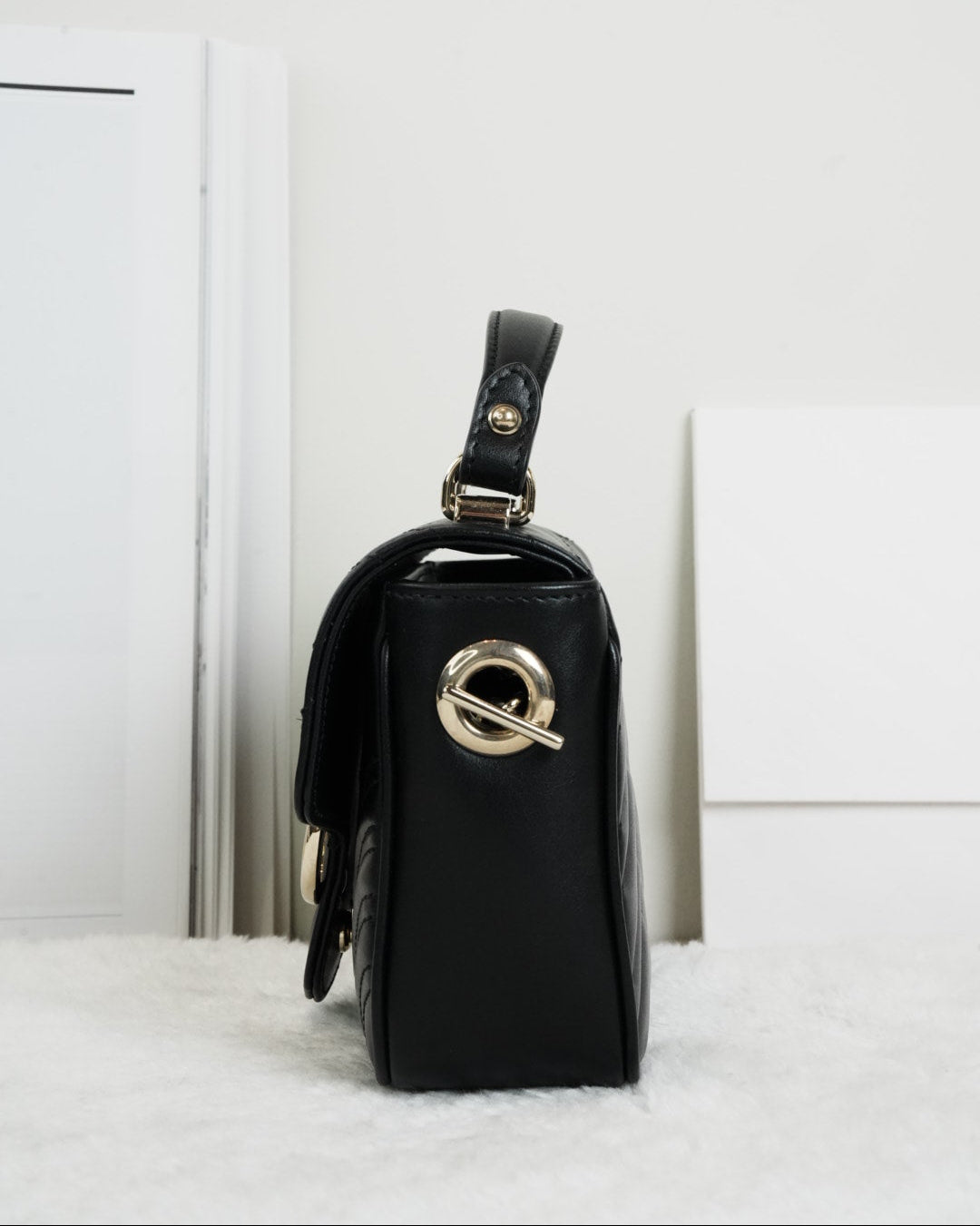 Gucci GG Marmont Mini Top Handle Bag - Black - View 3