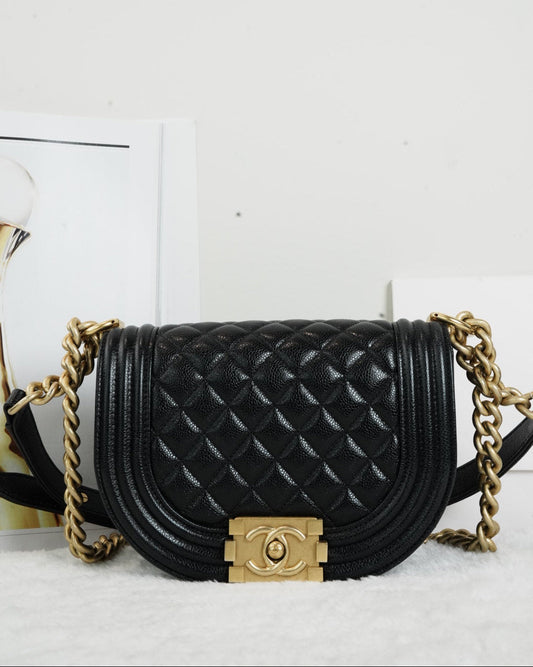 Chanel Boy Half Moon Bag - Black - View 1
