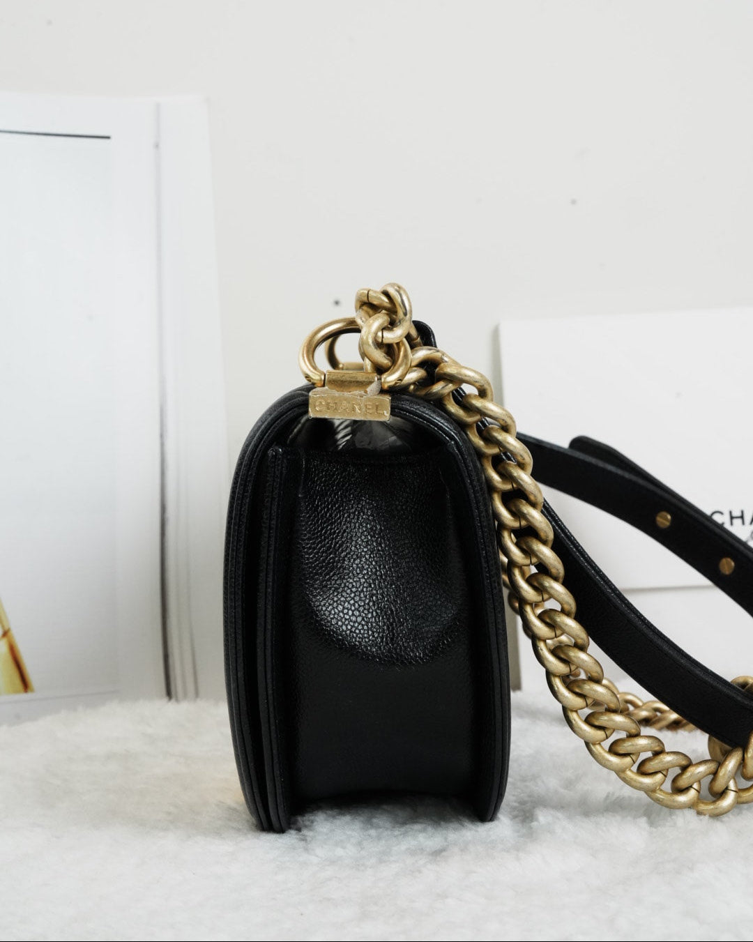 Chanel Boy Half Moon Bag - Black - View 3