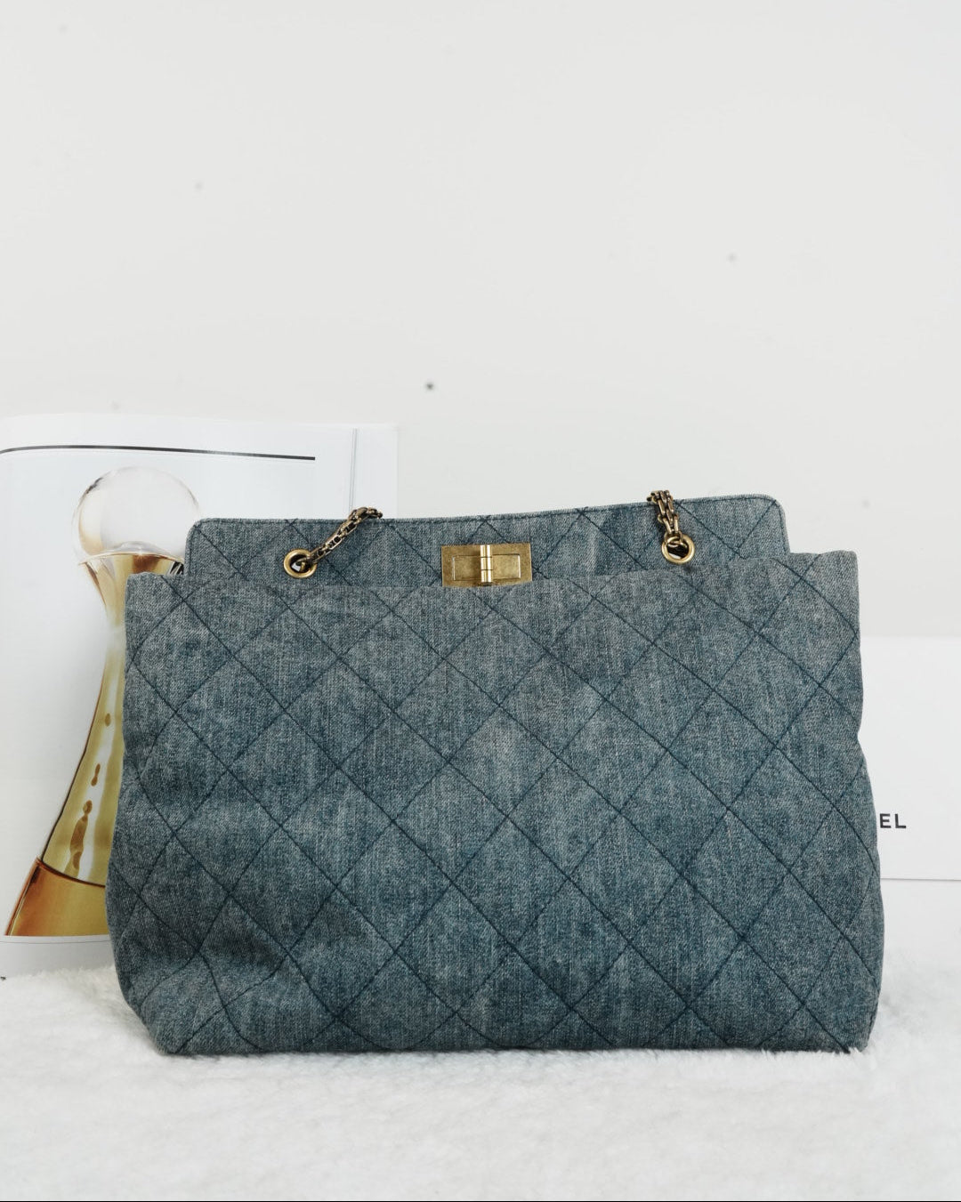 Chanel Lock Tote Bag - Grey/ Blue - View 1