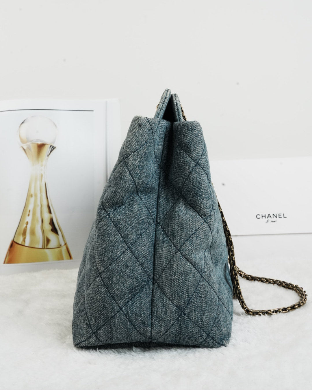 Chanel Lock Tote Bag - Grey/ Blue - View 4
