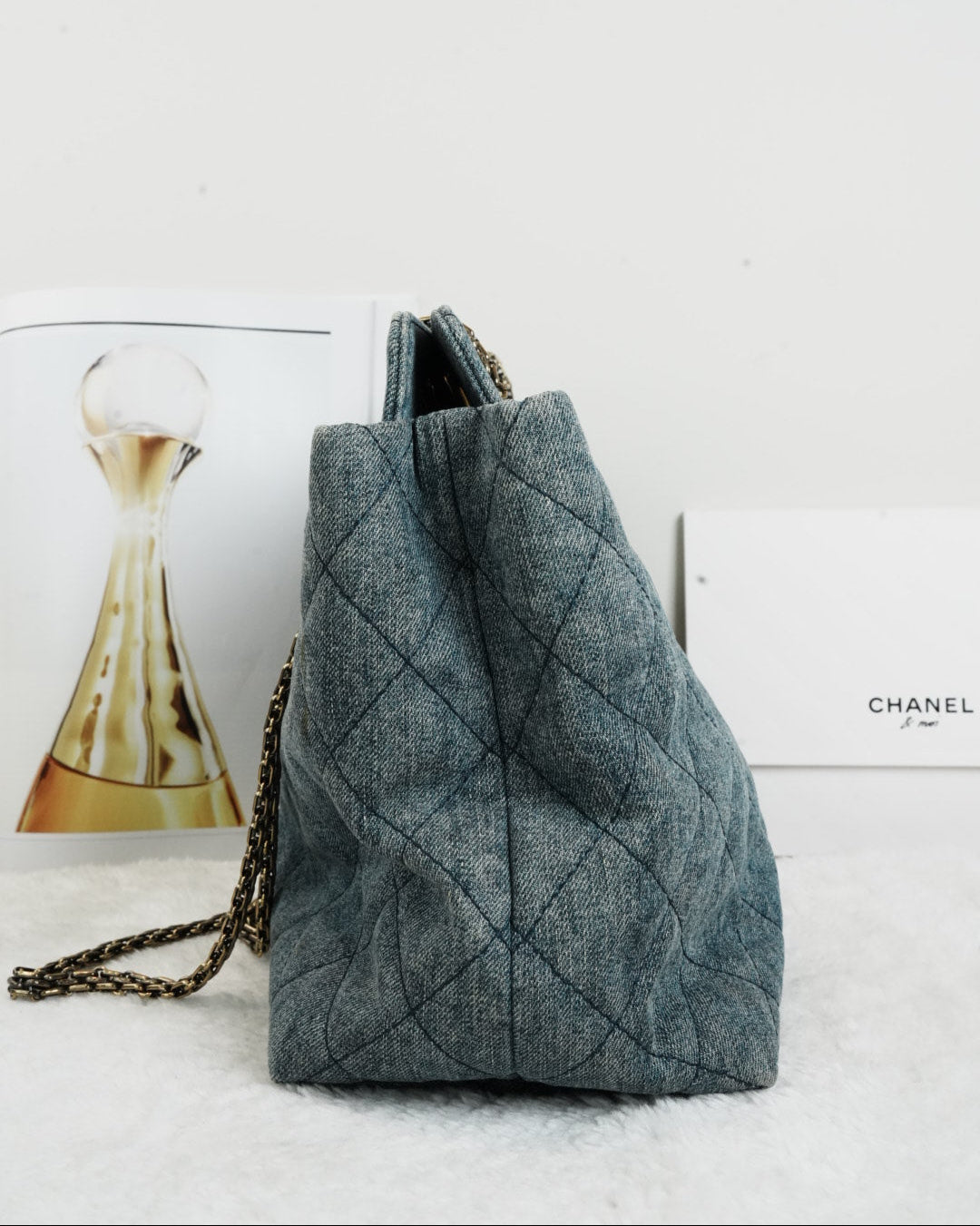 Chanel Lock Tote Bag - Grey/ Blue - View 3