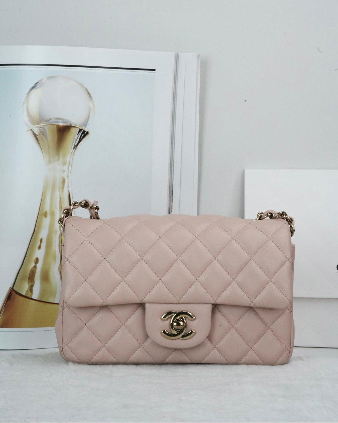 Chanel Mini Rectangular Flap Bag - Light Pink - View 1