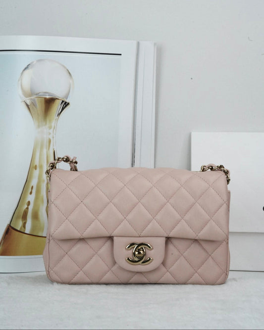 Chanel Mini Rectangular Flap Bag - Light Pink - View 1