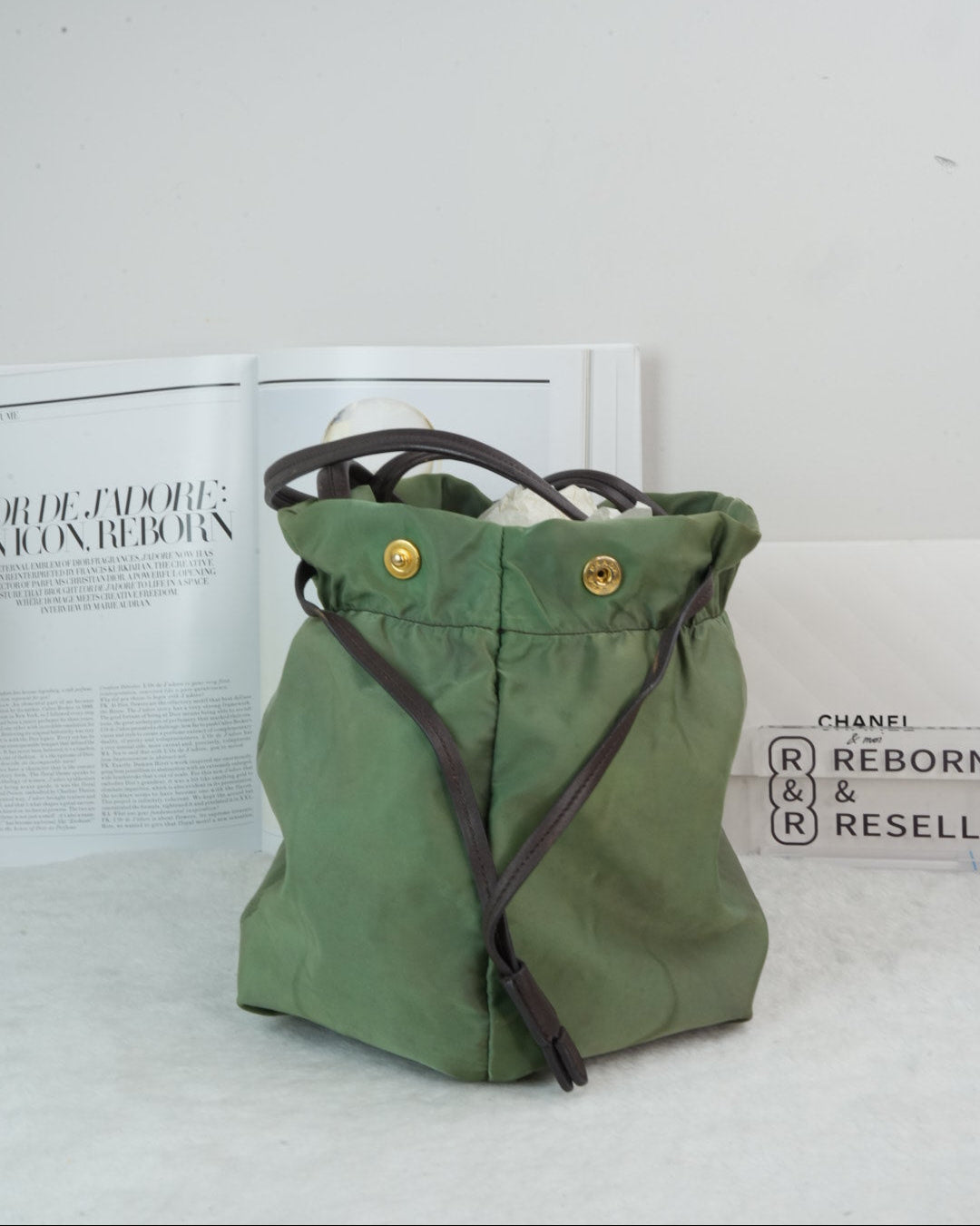 Prada Logo Jacquard Nylon Tote Bag - Green - View 3