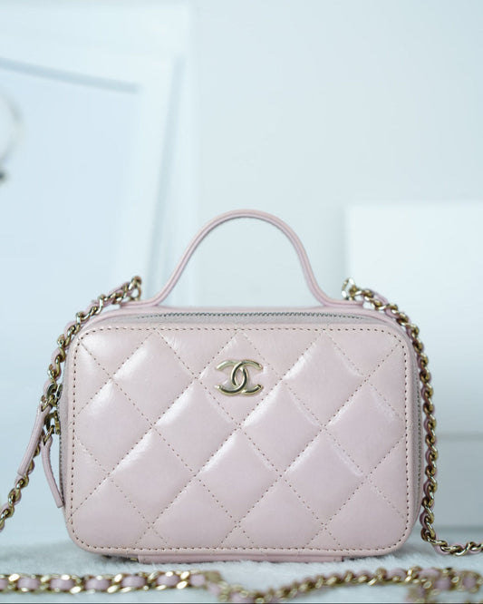 Chanel Small Double Zip CC Vanity Case - Light Pink - View 1