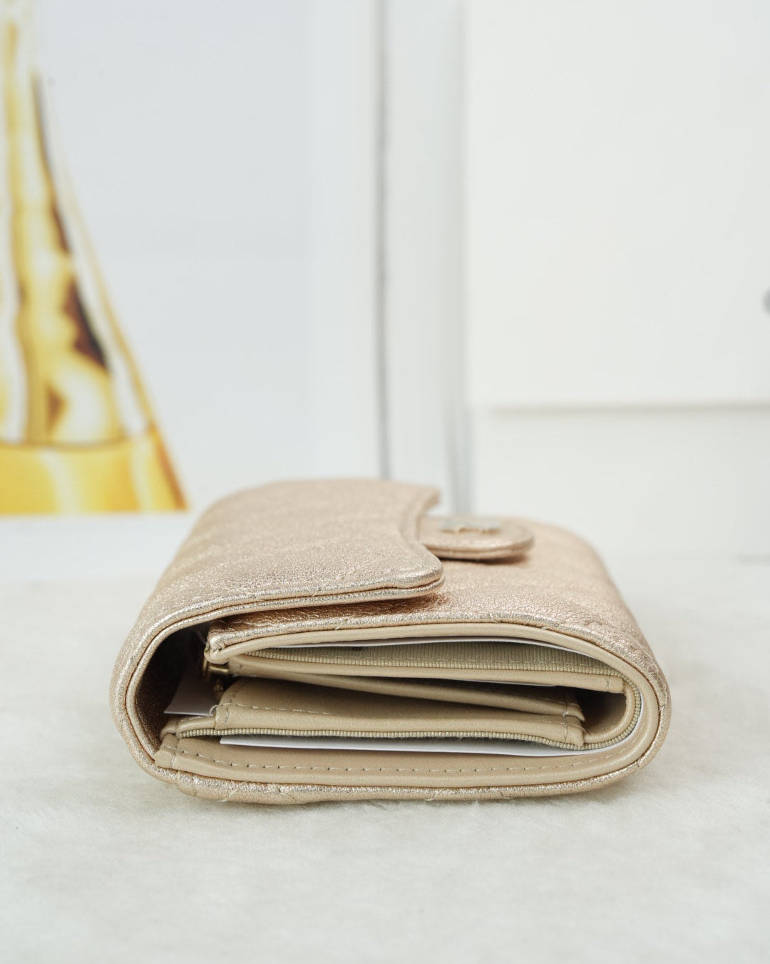 Chanel Quilted Large Flap Wallet - Gold - View 3