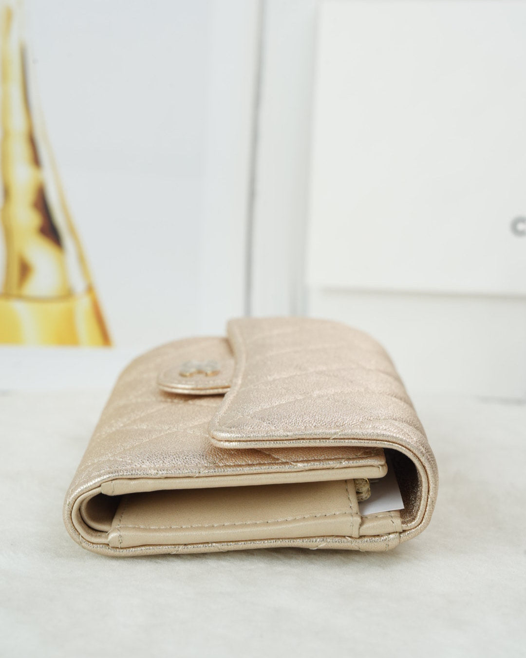 Chanel Quilted Large Flap Wallet - Gold - View 4