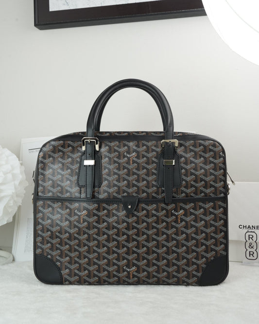 Goyard Ambassade PM Briefcase Bag - Black/ Brown - View 1