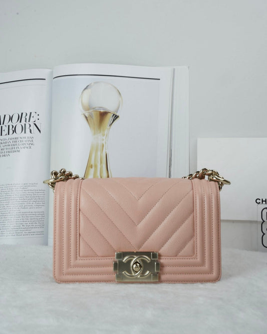 Chanel Boy Flap Bag - Light Beige/ Light Pink - View 1