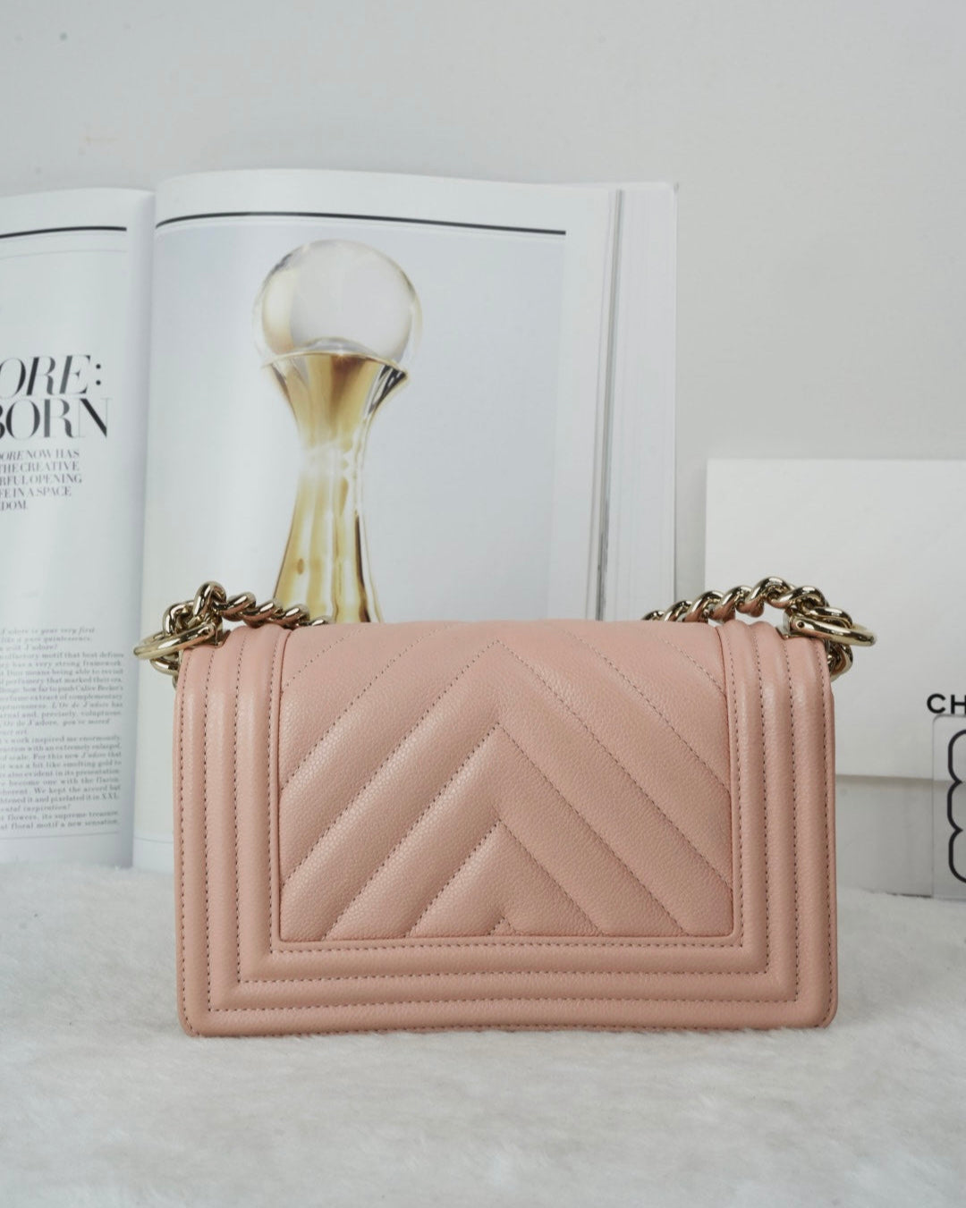 Chanel Boy Flap Bag - Light Beige/ Light Pink - View 2