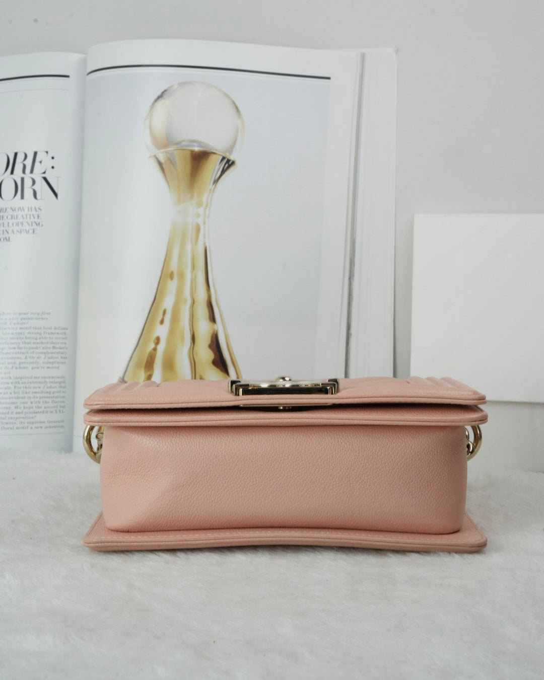 Chanel Boy Flap Bag - Light Beige/ Light Pink - View 5