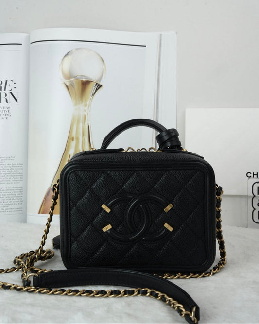 Chanel CC Filigree Vanity Case - Black - View 1