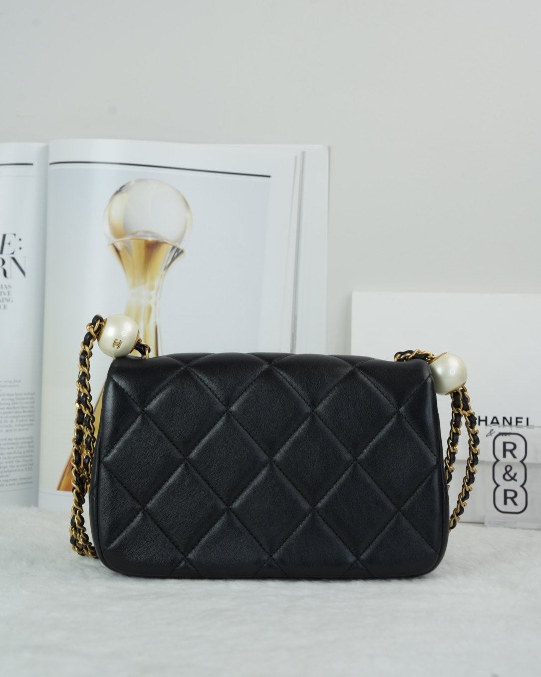 Chanel Flap Bag with Pearl - Black - View 2