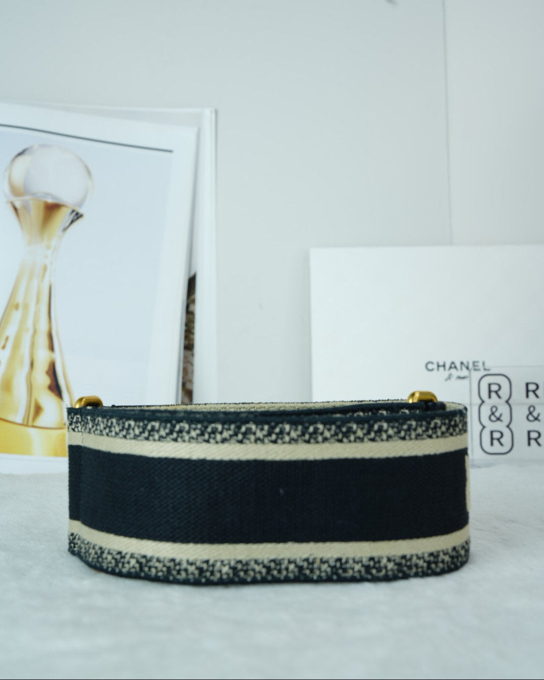 Dior Adjustable Shoulder Strap with Ring - Black And Beige/ Ecru - View 2