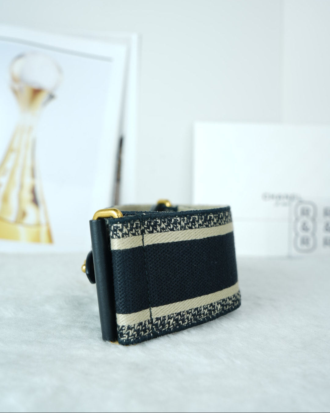 Dior Adjustable Shoulder Strap with Ring - Black And Beige/ Ecru - View 3