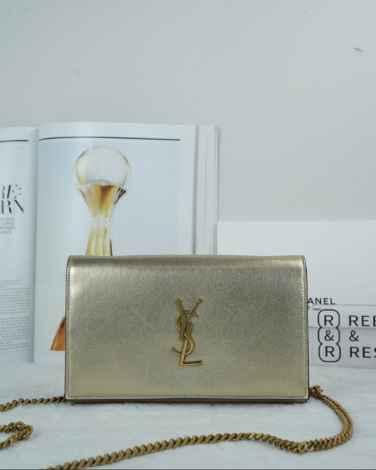 Saint Laurent Kate Medium Chain Wallet - Metallic Gold - View 1
