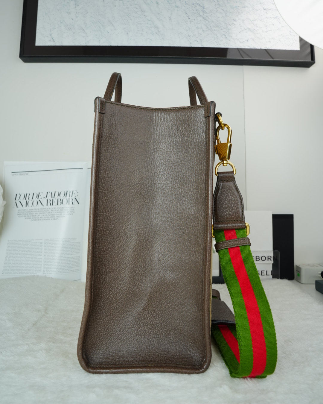 Gucci Jumbo GG Tote Bag - Beige And Dark Brown - View 3