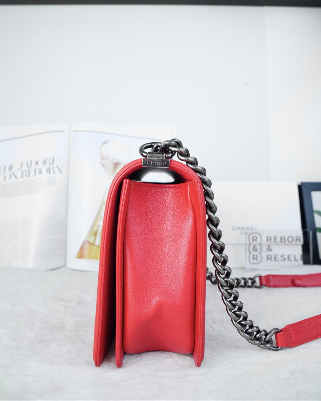 Chanel Boy Chanel Bag - Coral Red - View 4