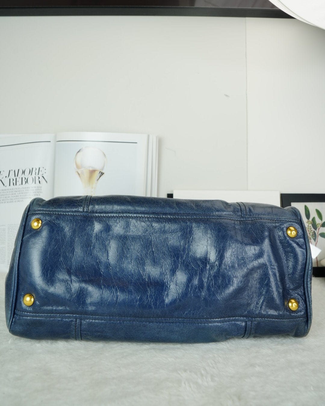 Miu Miu Vitello Shine Tote Bag - Dark Blue - View 5