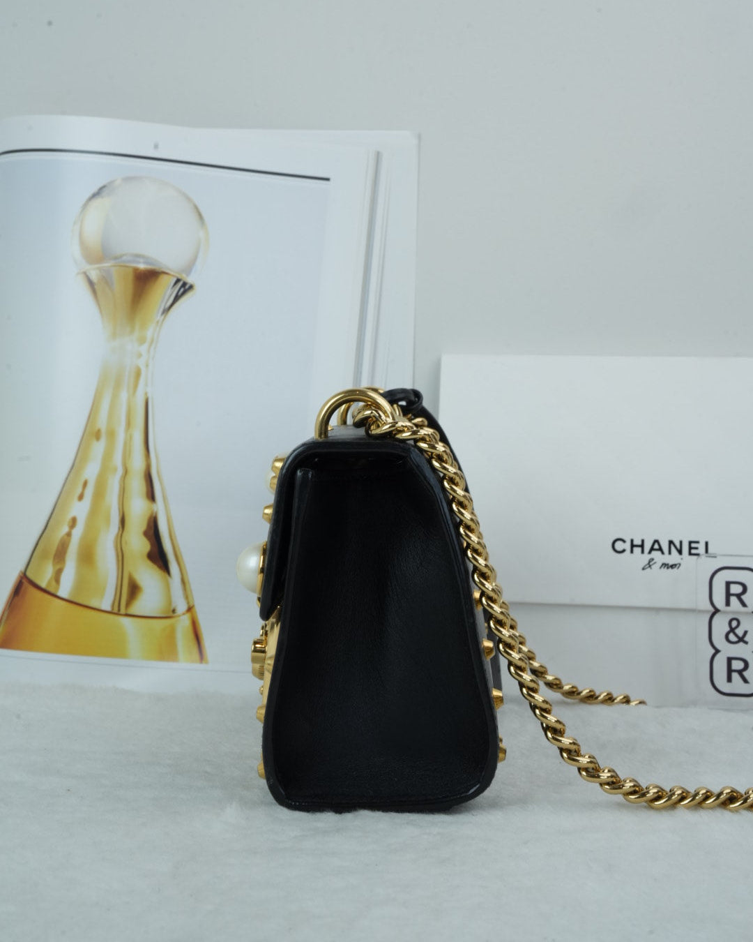 Gucci Padlock Pearl Studded Shoulder Bag - Black - View 4