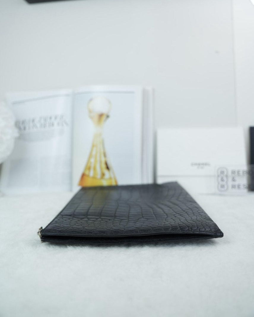 Saint Laurent Black Croc Embossed Bag - View 4