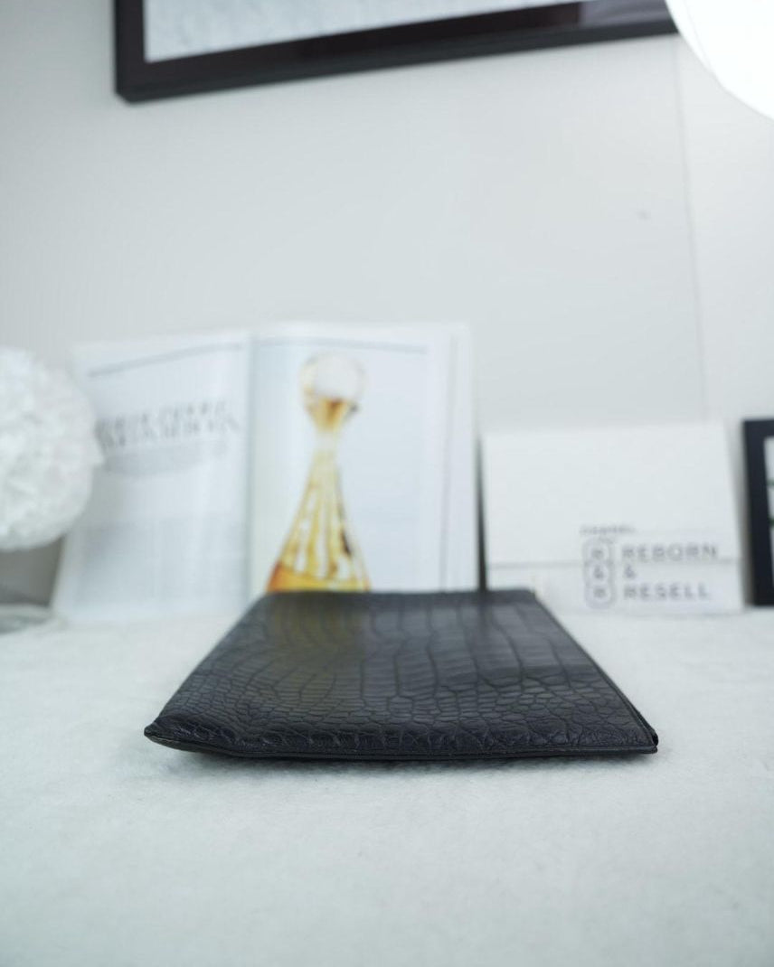 Saint Laurent Black Croc Embossed Bag - View 3