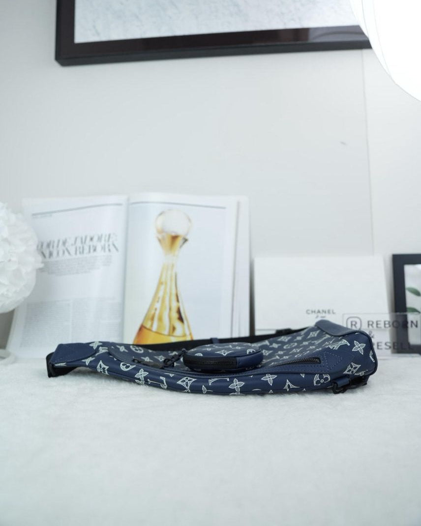 Louis Vuitton Duo Sling Bag - Blue Monogram - View 4