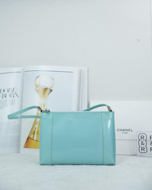 Dior Trotter Patent Leather Pouch - Aqua Blue - View 1