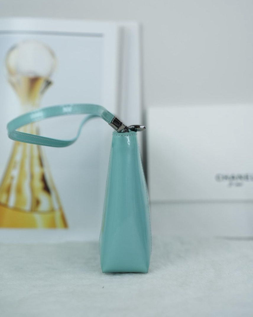 Dior Trotter Patent Leather Pouch - Aqua Blue - View 3